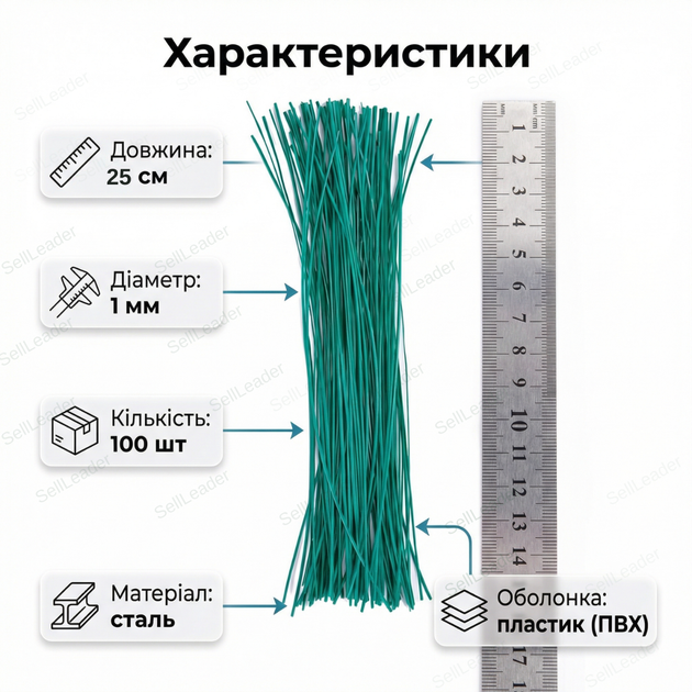 Проволока садовая Bradas 25см/100шт обрезанная для сада огорода подвязки растений овощей пвх антикоррозийная - Фото 3 Проволока садовая Bradas 25см/100шт обрезанная для сада огорода подвязки растений овощей пвх антикоррозийная - изображение 3
