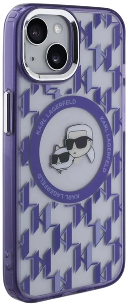 Панель Karl Lagerfeld IML Monogram Karl & Choupette Head MagSafe для Apple iPhone 15 Purple (3666339285166) - зображення 4