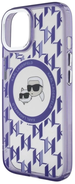 Панель Karl Lagerfeld IML Monogram Karl & Choupette Head MagSafe для Apple iPhone 15 Purple (3666339285166) - зображення 5