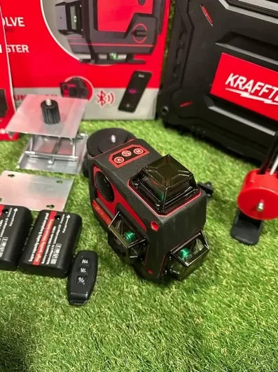 Нивелир лазерный KraftTech 500 г, зеленый лазер, 45 м/60 м с приемником, Bluetooth, IP54 - изображение 4