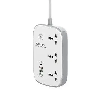 Сетевой удлинитель LDNIO SCW3451 3 порта 30W 2 метра 100-250V USB Type-C белый - изображение 4