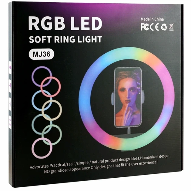 Лампа RGB 25W 36 см USB кольцевая для освещения смартфонов MJ36 черный - изображение 2