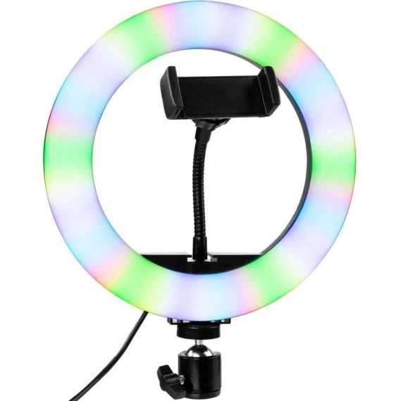 Лампа RGB 20 см USB ABS пластиковий утримувач для смартфона для фото та відео MJ20 чорний - Фото 6 Лампа RGB 20 см USB ABS пластиковий утримувач для смартфона для фото та відео MJ20 чорний - зображення 6