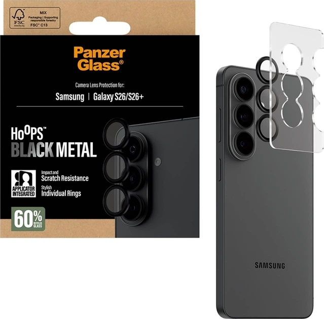 Szklo hartowane na obiektyw Panzer Glass Hoops Lens Protector do Samsung Galaxy S26 / S26+ Black (PG23980) - obraz 4