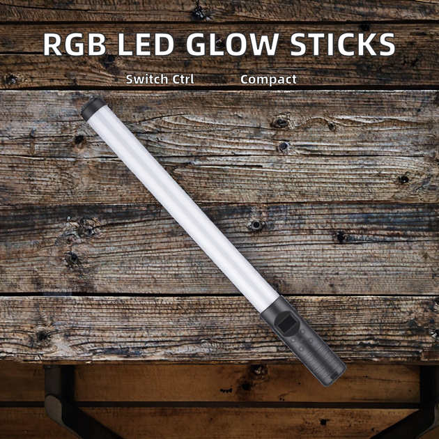 Лампа RGB LED Stick Lamp H1 50cm 20Вт 4000mAh USB Type-C чорний для фото та відеозйомки з пультом та чохлом - зображення 3