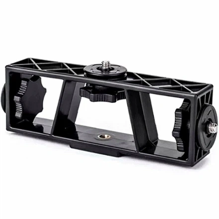 Затискач для трьох телефонів на штатив чорний ABS пластик 1/4 дюйми для трансляцій - Фото 1 Затискач для трьох телефонів на штатив чорний ABS пластик 1/4 дюйми для трансляцій - зображення 1