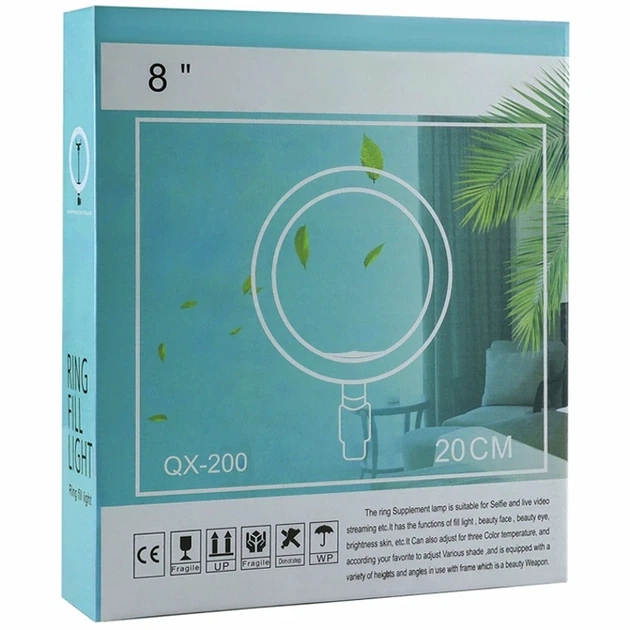 Лампа Fill Light 20 см 3200-5500 USB чорний для смартфонів і камер модель QX-200 - Фото 2 Лампа Fill Light 20 см 3200-5500 USB чорний для смартфонів і камер модель QX-200 - зображення 2