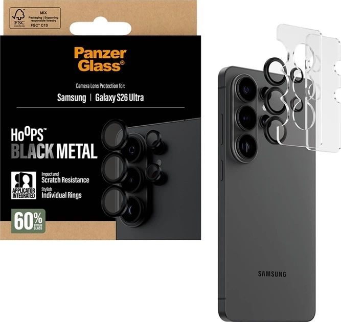 Szklo hartowane na obiektyw Panzer Glass Hoops Lens Protector do Samsung Galaxy S26 Ultra Black (PG73474) - obraz 4