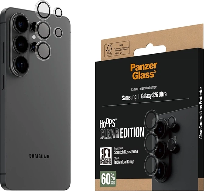 Szklo hartowane na obiektyw Panzer Glass Hoops Lens Protector do Samsung Galaxy S26 Ultra Transparent (PG34551) - obraz 5
