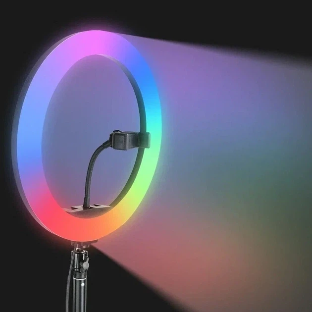 Лампа RGB 45 см с адаптером и пультом для фото и видео съемки черный - изображение 5