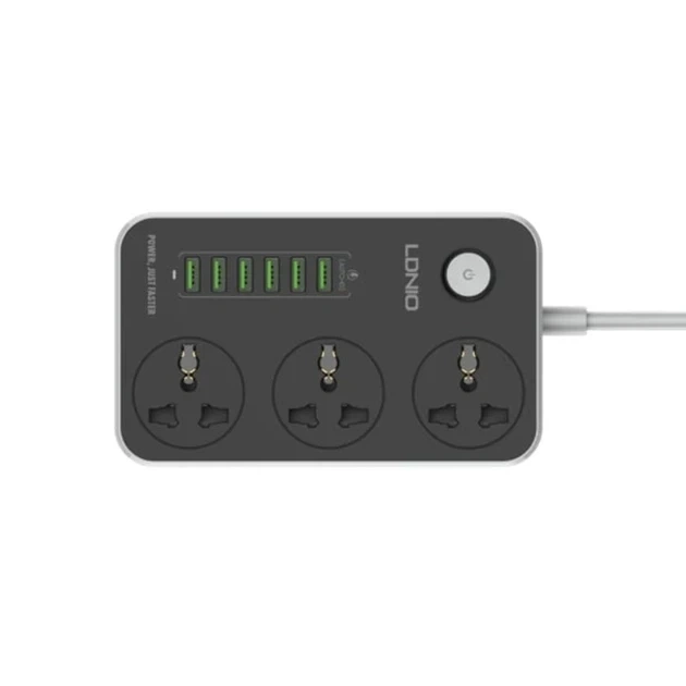 Сетевой удлинитель LDNIO SC3604 3 розетки 6 USB 3.4A 2 м черный огнестойкий поликарбонат - изображение 5