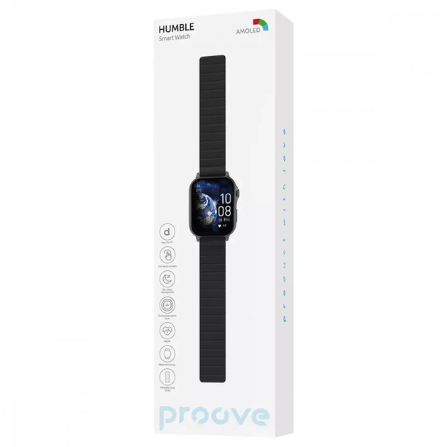 Смарт-Часы Proove Humble 2.04' AMOLED, Bluetooth 5.3, IP68 магнитный ремешок black - изображение 4