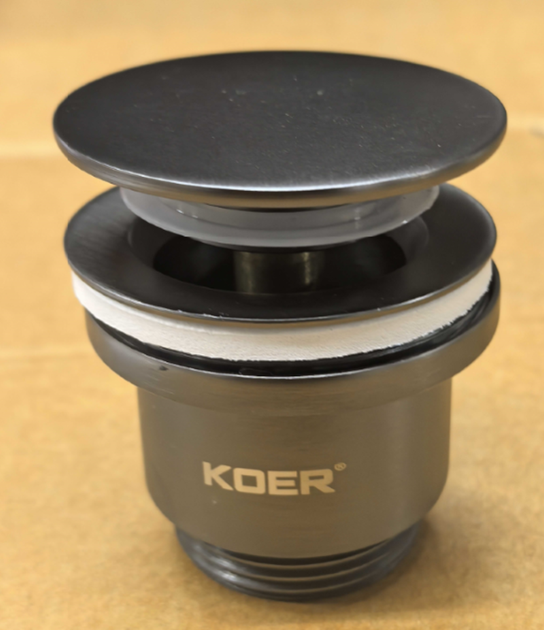 Донный клапан для раковины Koer PW-11-07 1 1/4'' универсальный (с/без перл) СLICK-СLACK (Цвет графит) - Фото 7 Донный клапан для раковины Koer PW-11-07 1 1/4'' универсальный (с/без перл) СLICK-СLACK (Цвет графит) - изображение 7