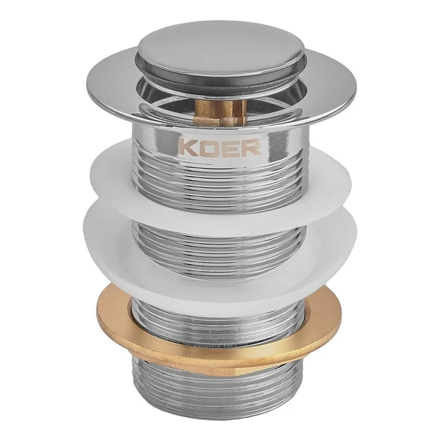 Донный клапан для раковины Koer PW-10-01 1 1/4'' без перелива автоматический СLICK-СLACK (Цвет хром) (KR5797) - Фото 1 Донный клапан для раковины Koer PW-10-01 1 1/4'' без перелива автоматический СLICK-СLACK (Цвет хром) (KR5797) - изображение 1
