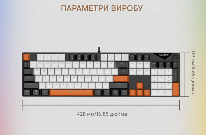 Клавіатура ігрова ajazz nk104, gray-yellow, red-switch - зображення 3