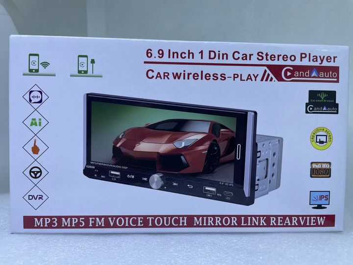 Автомагнитола 6280-W с сенсорным экраном 6.9 1DIN Windows магнитола с Carplay - изображение 4