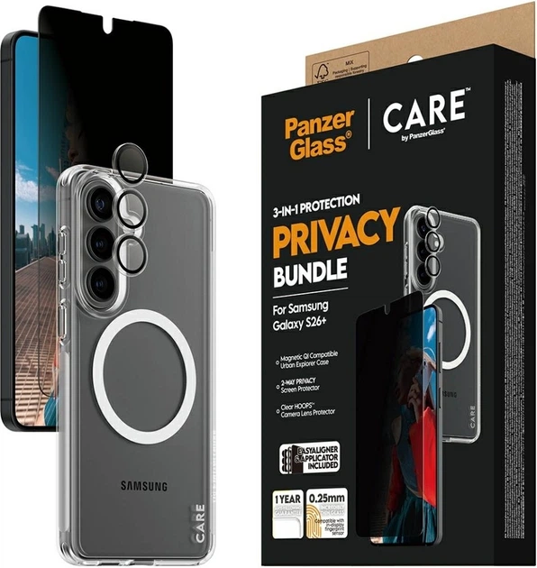 Захисний комплект CARE by Panzer Glass Privacy 3w1 do Samsung Galaxy S26 Plus Transparent (CR94821) - зображення 6