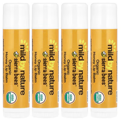 Mild By Nature, Sierra Bees™, органічні бальзами для губ, мед, набір із 4 шт. по 4,25 г - Фото 1 Mild By Nature, Sierra Bees™, органічні бальзами для губ, мед, набір із 4 шт. по 4,25 г - зображення 1