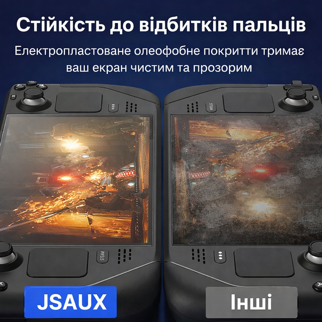 JSAUX загартоване скло для Steam Deck/OLED 7" — 2 шт., 9H, з напрямною рамкою Матове - зображення 4