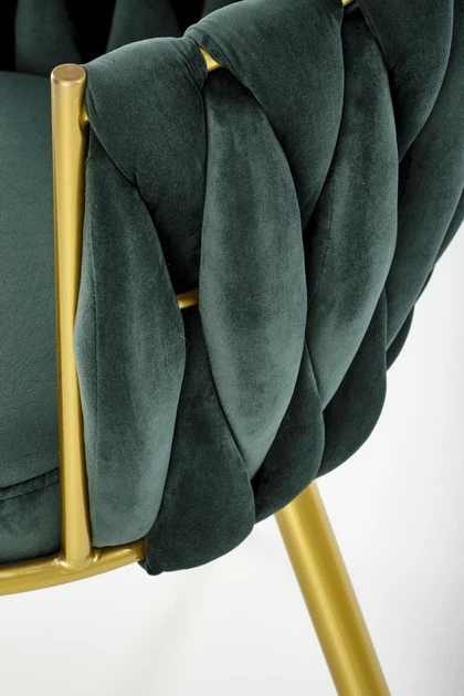 Стілець для кухні та вітальні Halmar K517 зі золотим каркасом Темно-зелений (5905248126350) - зображення 2