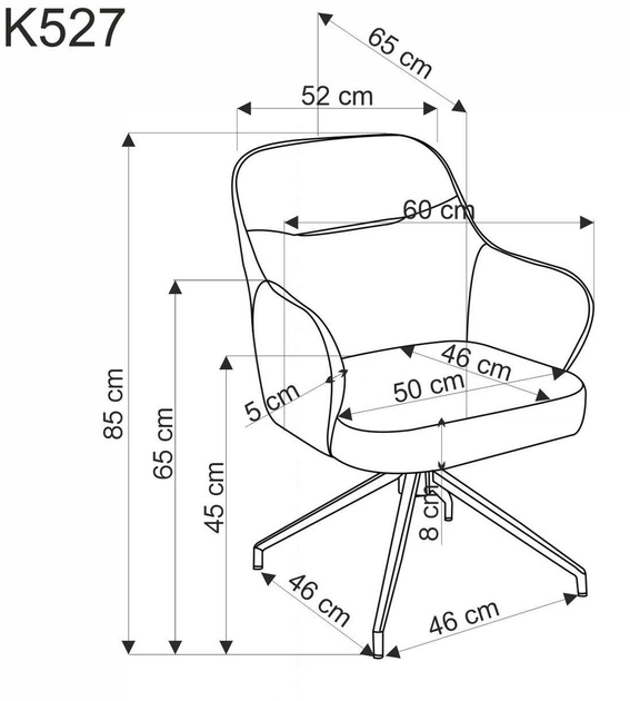 Стілець для кухні та вітальні Halmar K527 обертальний Коричневий/Бежевий (5905248132061) - зображення 4