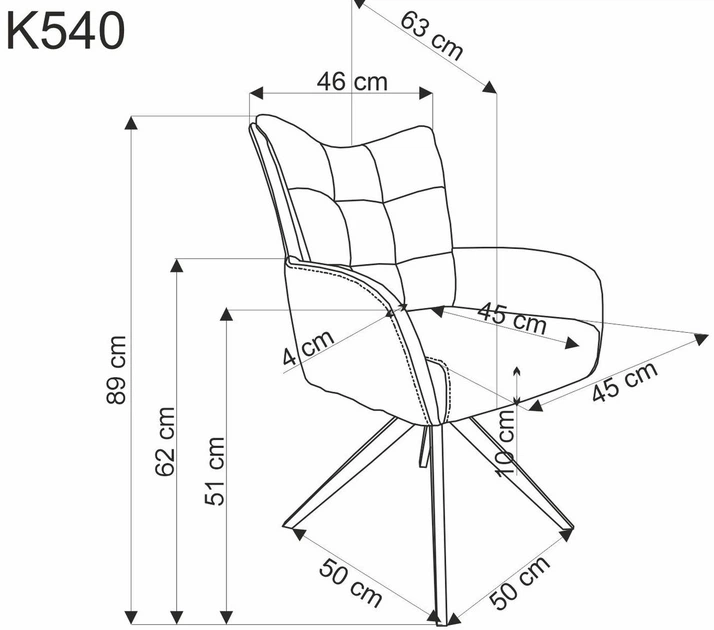 Krzesło do kuchni i salonu Halmar K540 obrotowe Popielate (5905248132467) - obraz 4