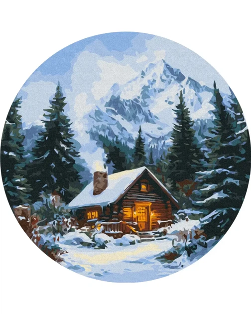 Картина за номерами кругла Казкова хатинка в лісі (Розмір M) Brushme 30 см (RC00097M) - Фото 1 Картина за номерами кругла Казкова хатинка в лісі (Розмір M) Brushme 30 см (RC00097M) - зображення 1