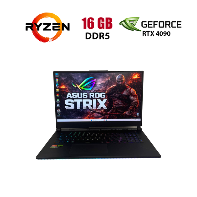 Ігровий ноутбук Asus ROG Strix SCAR 17 G733PYV / 17.3” (2560x1440) IPS / AMD Ryzen 9 7945HX3D (16 (32) ядер по 2.3 - 5.4 GHz) / 16 GB DDR5 / 1000 GB SSD / nVidia GeForce RTX 4090, 16 GB GDDR6, 256-bit / WebCam б/в - Фото 1 Ігровий ноутбук Asus ROG Strix SCAR 17 G733PYV / 17.3” (2560x1440) IPS / AMD Ryzen 9 7945HX3D (16 (32) ядер по 2.3 - 5.4 GHz) / 16 GB DDR5 / 1000 GB SSD / nVidia GeForce RTX 4090, 16 GB GDDR6, 256-bit / WebCam б/в - зображення 1