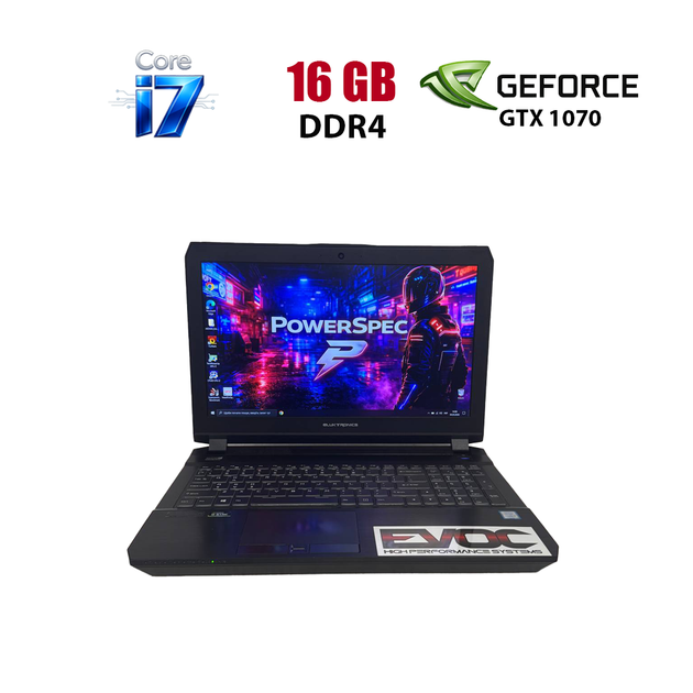 Игровой ноутбук PowerSpec 1510 / 15.6" (1920x1080) IPS / Intel Core i7-7700HQ (4 (8) ядра по 2.8 - 3.8 GHz) / 16 GB DDR4 / 256 GB SSD / nVidia GeForce GTX 1070, 8 GB GDDR5, 256-bit / WebCam б/у - Фото 1 Игровой ноутбук PowerSpec 1510 / 15.6" (1920x1080) IPS / Intel Core i7-7700HQ (4 (8) ядра по 2.8 - 3.8 GHz) / 16 GB DDR4 / 256 GB SSD / nVidia GeForce GTX 1070, 8 GB GDDR5, 256-bit / WebCam б/у - изображение 1