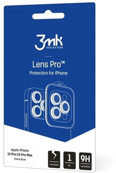 Захисна плівка 3MK Lens Protection Pro для камери Apple iPhone 13 Pro/13 Pro Max синій/небесно-блакитний з монтажною рамкою (5903108484015) - зображення 2