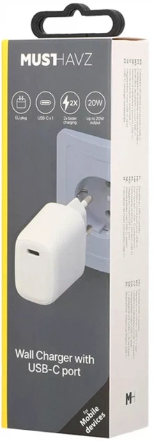 Мережевий зарядний пристрій Musthavz 20W USB-C PD (MHHEADPD20WWHT) - зображення 5