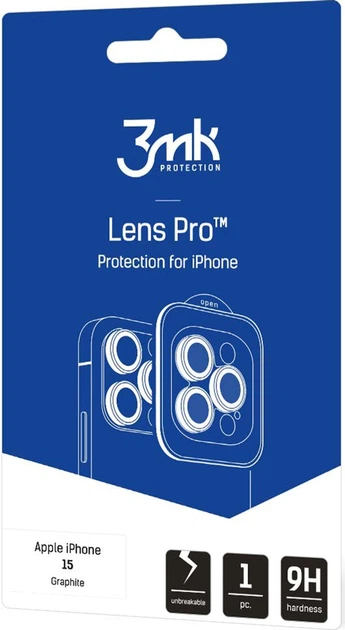 Szkło hartowane 3MK Lens Protection Pro na aparat iPhone 15 z ramką montażową (5903108528634) - obraz 2