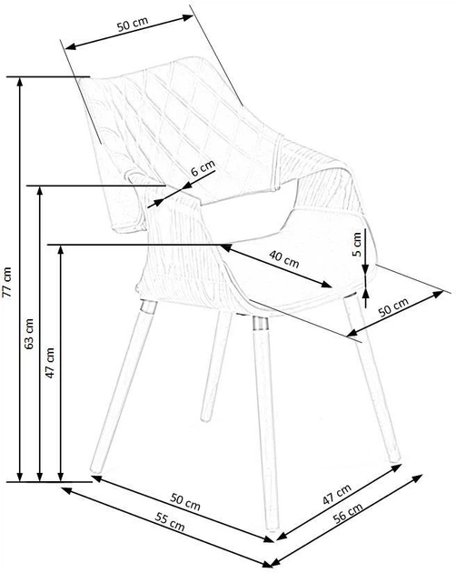 Стілець для кухні та вітальні Halmar K396 із підлокітниками Світлий дуб/Сірий (5905248121539) - зображення 5