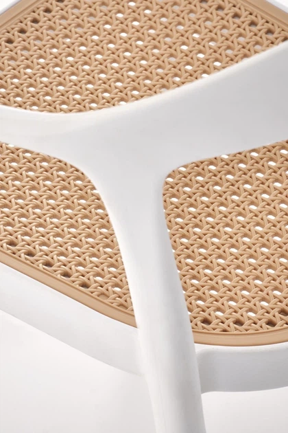 Krzesło do kuchni Halmar K530 plastikowe z podłokietnikami Białe/Naturalne (5905248132146) - obraz 2