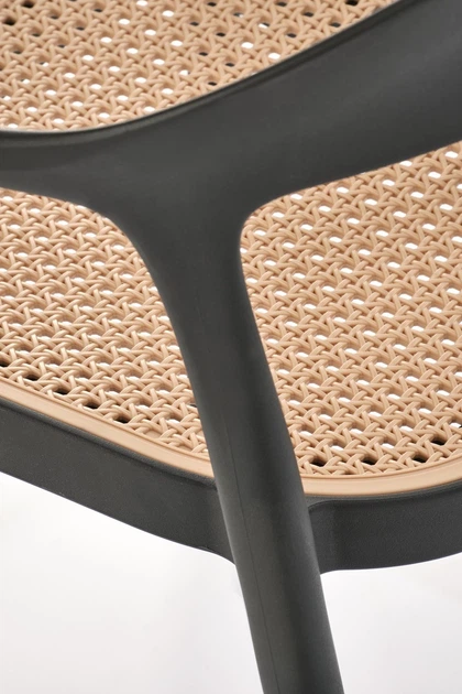 Krzesło do kuchni Halmar K530 plastikowe z podłokietnikami Czarne/Naturalne (5905248132153) - obraz 2