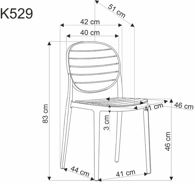Стілець для кухні Halmar K529 пластиковий Чорний/Натуральний (5905248132139) - зображення 3