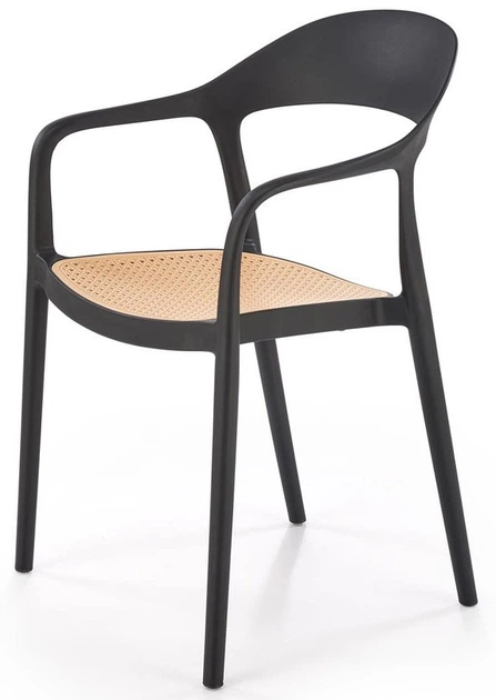 Krzesło do kuchni Halmar K530 plastikowe z podłokietnikami Czarne/Naturalne (5905248132153) - obraz 6