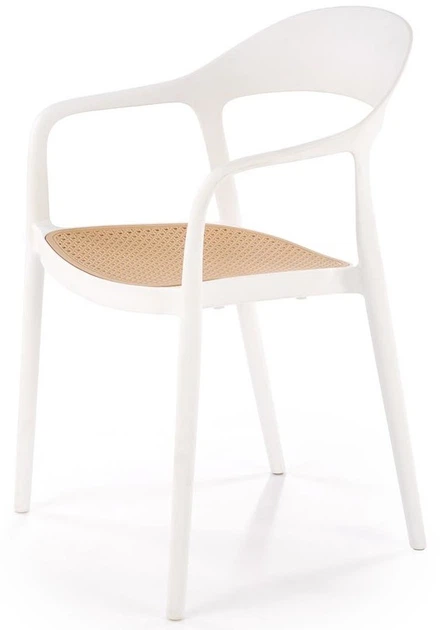 Krzesło do kuchni Halmar K530 plastikowe z podłokietnikami Białe/Naturalne (5905248132146) - obraz 7