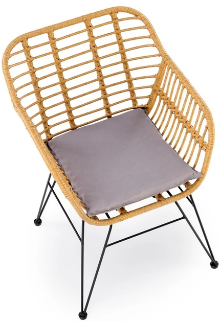 Krzesło do kuchni i salonu Halmar K541 z rattanu Popielate/Naturalne (5905248132474) - obraz 9