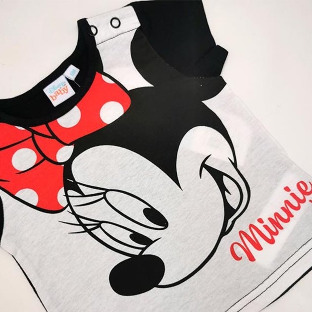 Футболка для дівчаток Disney Minnie Mouse бавовняна біло-чорна 68 ET0118.BLACK (67) - зображення 2