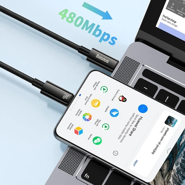 Кабель Baseus Tungsten Gold USB-C to USB-C QC PD 3.1 480Mb/s 240W 1 m Black (CAWJ040001) - изображение 10