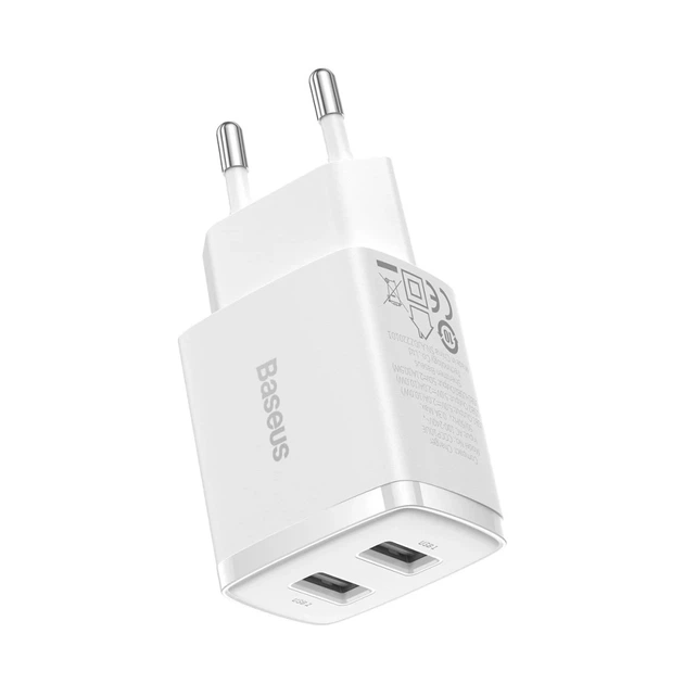 Сетевое зарядное устройство Baseus Compact 10.5W 2xUSB-A White (CCXJ010202) - изображение 7