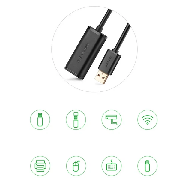 Кабель-удлинитель Ugreen USB-A (Male) to USB-A (Female) 480Mbps 20m Black (6957303813247) - Фото 13 Кабель-удлинитель Ugreen USB-A (Male) to USB-A (Female) 480Mbps 20m Black (6957303813247) - изображение 13
