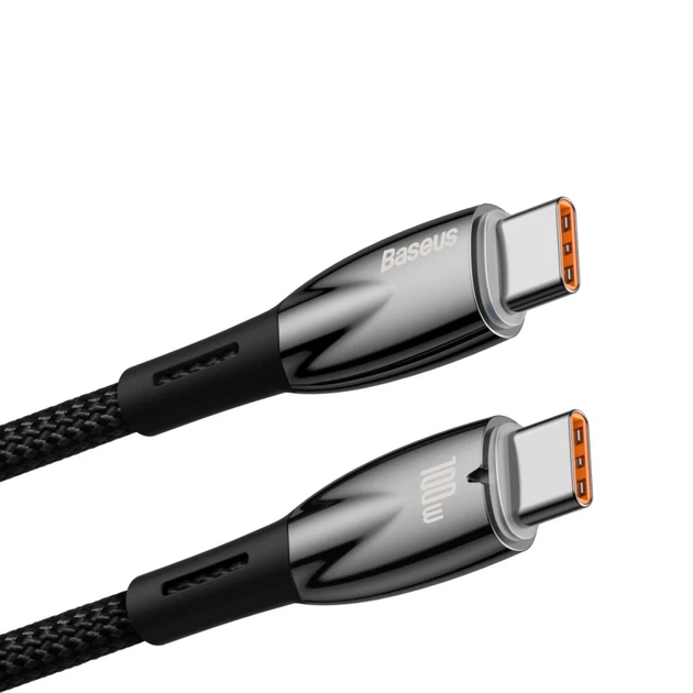 Кабель Baseus Glimmer Series Fast Charge USB-C to USB-C 100W 1m Black (CADH000701) - Фото 2 Кабель Baseus Glimmer Series Fast Charge USB-C to USB-C 100W 1m Black (CADH000701) - зображення 2