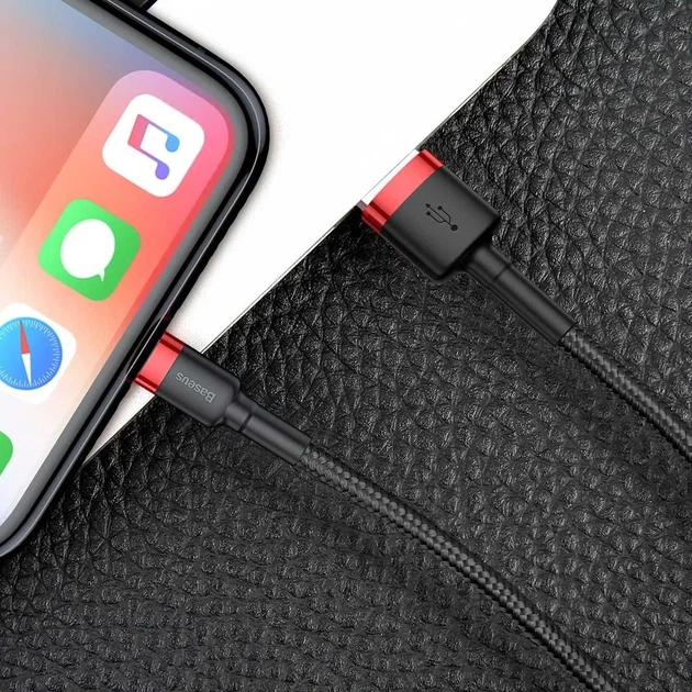 Кабель Baseus Kevlar Cable USB for Lightning 2A 0.5M Red+Black (CALKLF-A19) - зображення 7