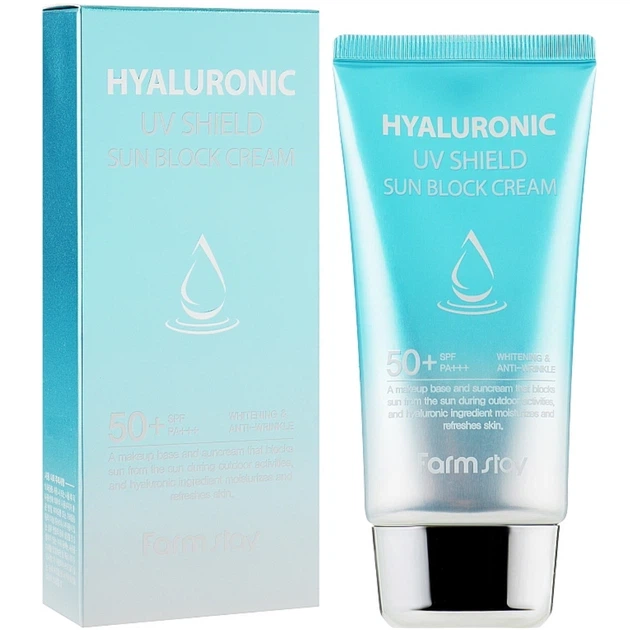 Солнцезащитный крем с гиалуроновой кислотой FarmStay Hyaluronic Uv Shield Sun Block Cream SPF50+ PA+++ 70 г (8809426958153) - Фото 1 Солнцезащитный крем с гиалуроновой кислотой FarmStay Hyaluronic Uv Shield Sun Block Cream SPF50+ PA+++ 70 г (8809426958153) - изображение 1