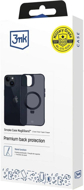 Etui 3mk Smoke Case Mag&Stand do Apple iPhone 13/14 Black (5903108597258) - obraz 2
