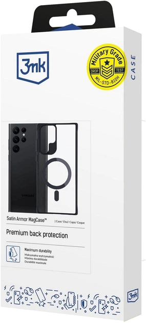 Etui 3MK Satin Armor MagCase do Samsung Galaxy S22 Ultra Black + Transparent (5903108563857) - obraz 2
