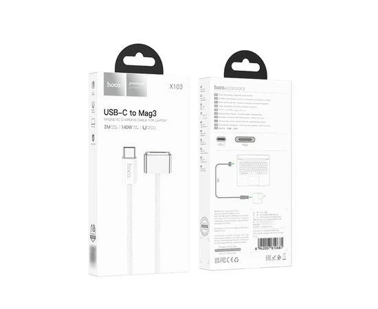 Кабель USB-C to MagSafe 2 — Apple 2 м, Hoco X103, White (777074) - Фото 5 Кабель USB-C to MagSafe 2 — Apple 2 м, Hoco X103, White (777074) - изображение 5