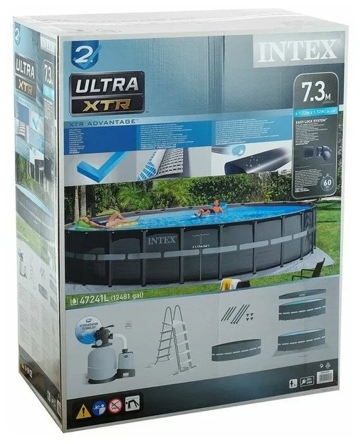 Каркасный круглый бассейн Intex 26340 с полным комплектом 732х132 см на 47241 л серый - изображение 6